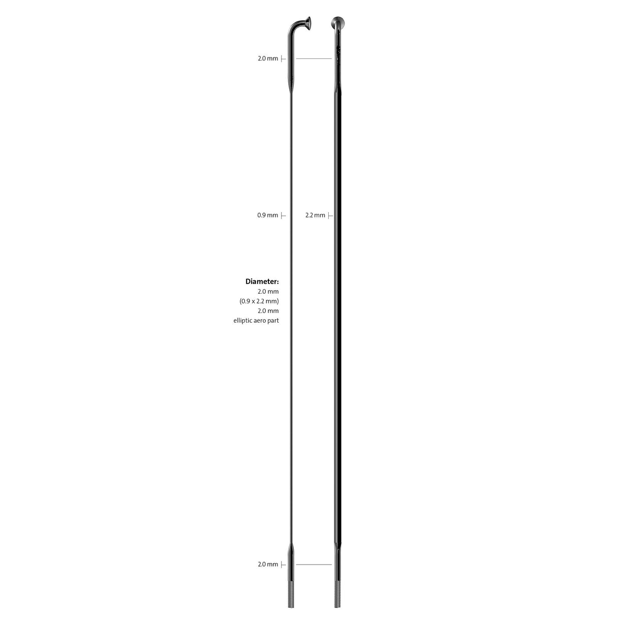 Sapim spaak 14-258 cx-ray plat zwart met nippel (20st)