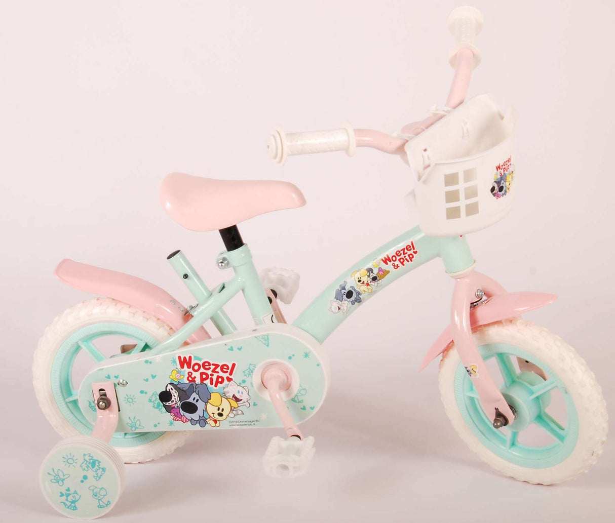 Woezel Pip Pip Kinderfiets Meisjes 10 inch Mint Blauw Roze Doortrapper