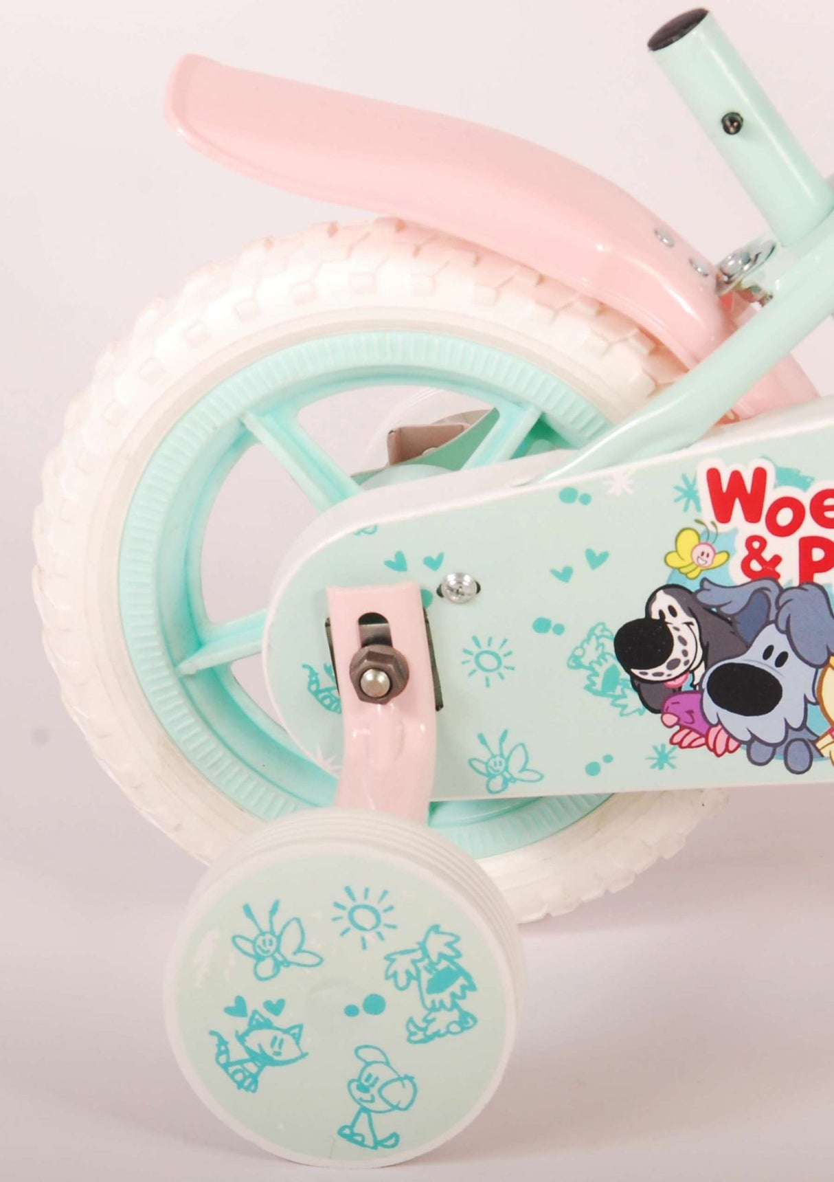 Woezel Pip Pip Kinderfiets Meisjes 10 inch Mint Blauw Roze Doortrapper