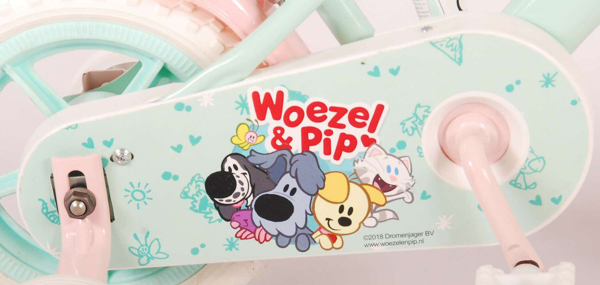 Woezel Pip Pip Kinderfiets Meisjes 10 inch Mint Blauw Roze Doortrapper