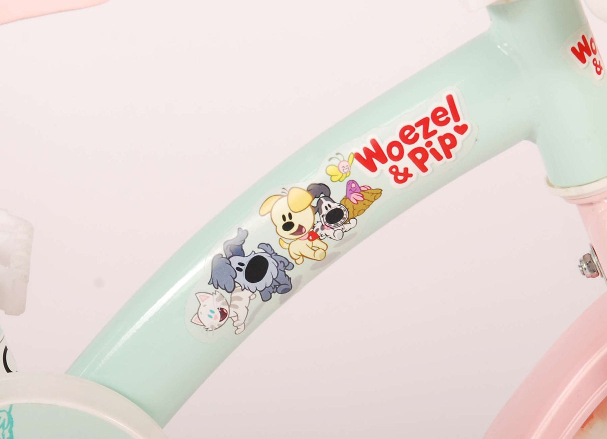 Woezel Pip Pip Kinderfiets Meisjes 10 inch Mint Blauw Roze Doortrapper