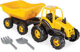 Pilsan Tractor met aanhangwagen geel zwart 4-delig