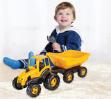 Pilsan Tractor met aanhangwagen geel zwart 4-delig
