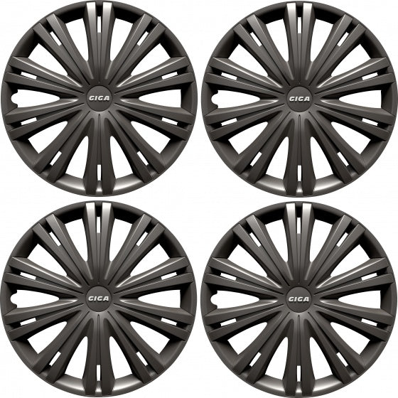 Carpoint Wieldoppen Giga 15 inch antraciet set van 4