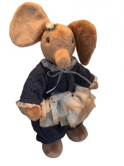 Clemens Firlefant knuffelolifant 30 cm pluche bruin blauw