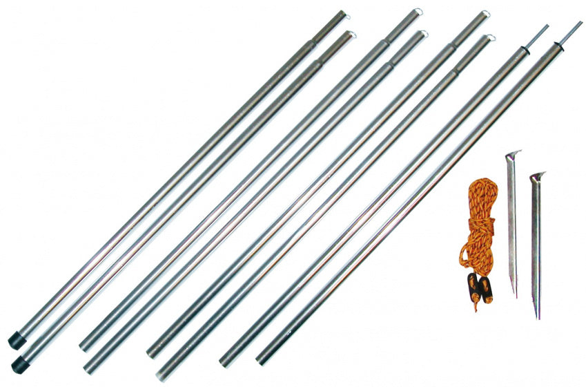 Eurotrail Luifelstokken 20 mm 150 cm aluminium grijs 4-delig