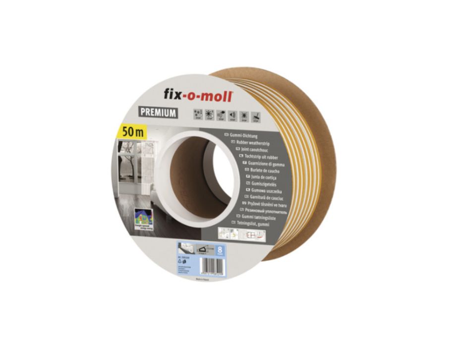 Fix-o-moll Tochtband D profiel 50m x 9mm 3-5.5mm wit