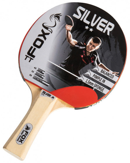 Fox tt Silver 2 Star tafeltennisbat 23 cm blank rood