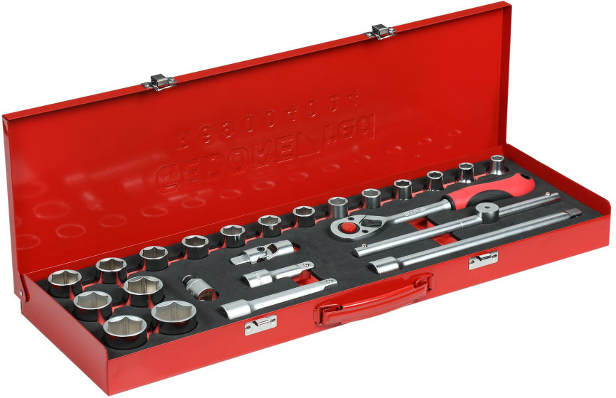 Gedore red Dopsleutelset 1 2 Inch SW 10-32 mm Zilver 24-delig