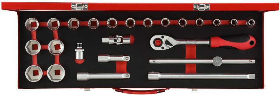 Gedore red Dopsleutelset 1 2 Inch SW 10-32 mm Zilver 24-delig
