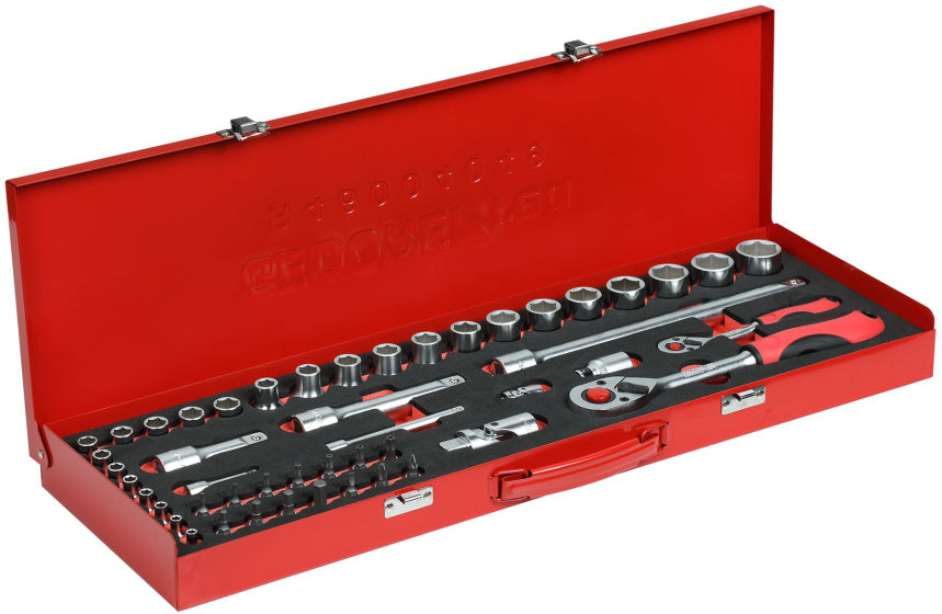 Gedore red Dopsleutelset 1 4 + 1 2 Inch Zilver 49-delig