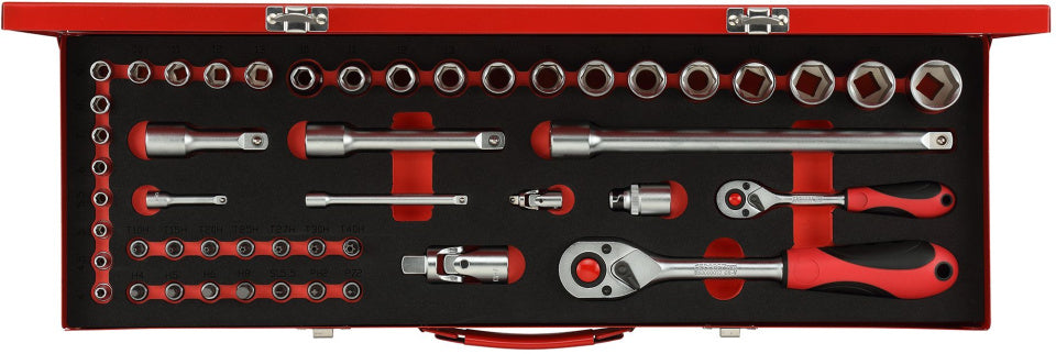 Gedore red Dopsleutelset 1 4 + 1 2 Inch Zilver 49-delig