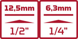 Gedore red Dopsleutelset 1 4 + 1 2 Inch Zilver 49-delig