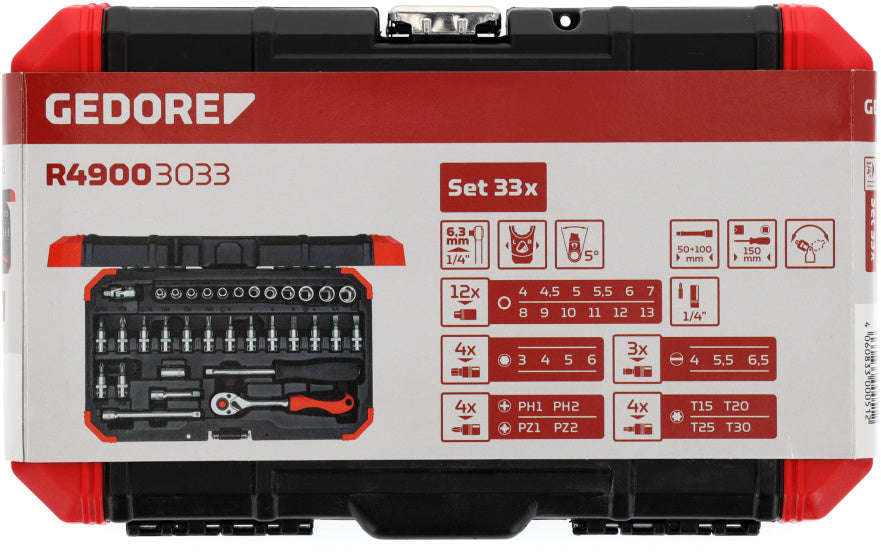 Gedore red Dopsleutelset 1 4 Inch SW 4-13 mm Zwart 33-delig