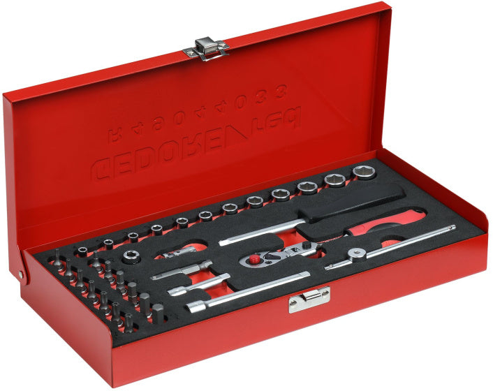 Gedore red Dopsleutelset 1 4 Inch SW 413 mm Zilver 33-delig