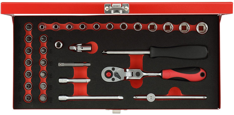 Gedore red Dopsleutelset 1 4 Inch SW 413 mm Zilver 33-delig