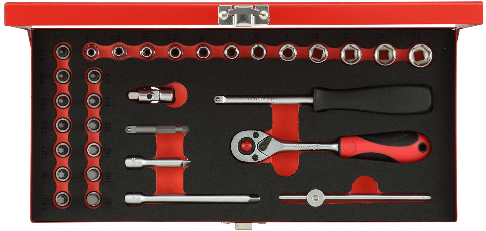 Gedore red Dopsleutelset TX 1 4 Inch SW 413 mm Zilver 32-delig