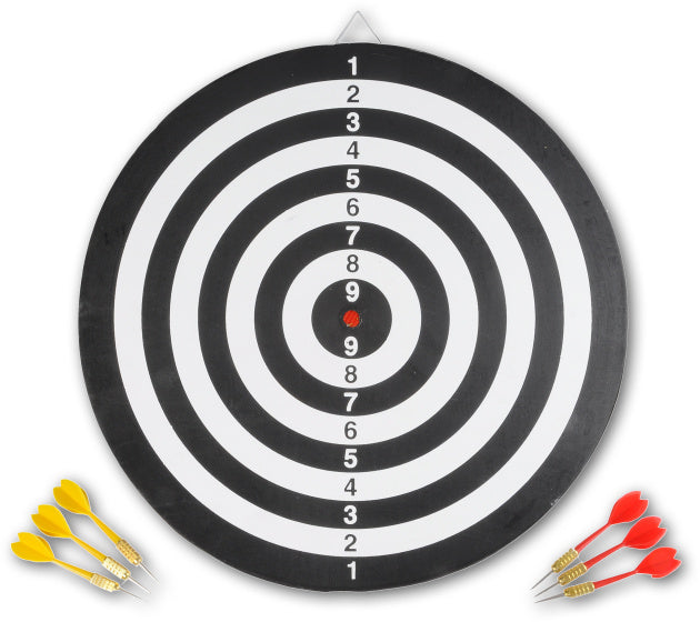 Longfield darts Dubbelzijdig Papieren Dartbord met 6 Dartpijlen
