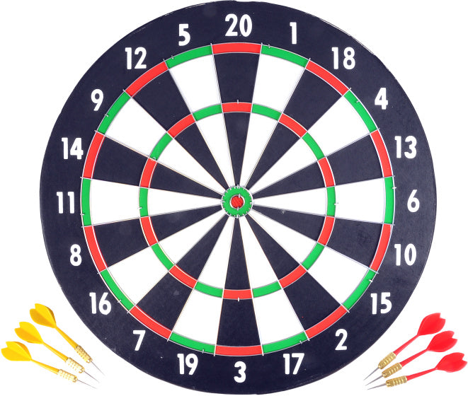 Longfield darts Dubbelzijdig Papieren Dartbord met 6 Dartpijlen