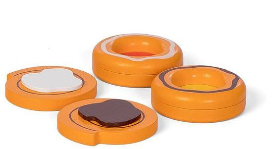 Mamamemo Deens gebak junior 6 cm hout oranje bruin 4-delig