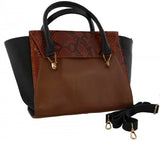 Mh bijoux Schoudertas dames 24 x 41 cm leer zwart bruin 2-delig
