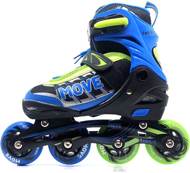 Move Inline skates Fast semi-softboot verstelbaar blauw groen maat 38-41