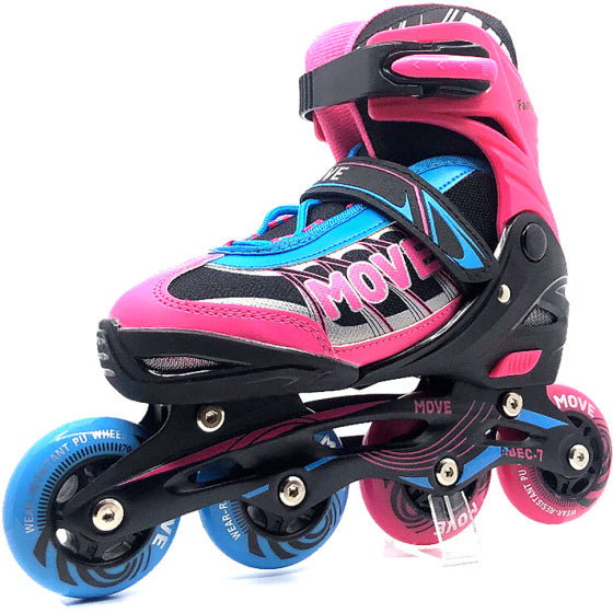 Move Inline skates Fast semi-softboot verstelbaar roze blauw maat 38-41