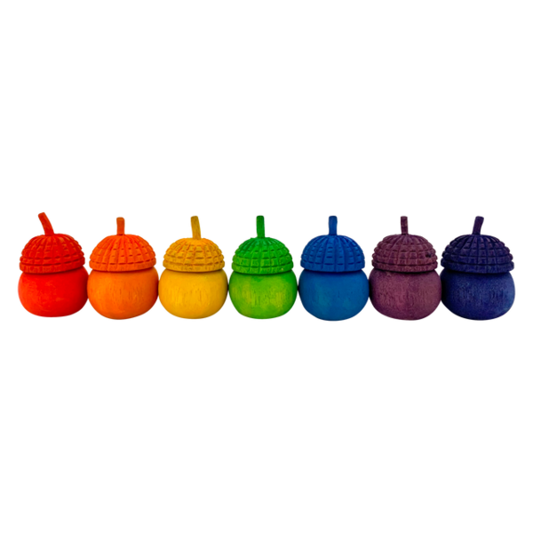 Papoose Toys Papoose Toys Mini Rainbow Acorn Pots 7pc