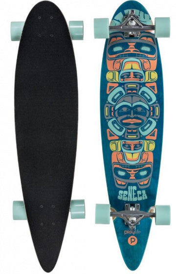 Playlife Longboard 97 x 23 cm hout zwart blauw