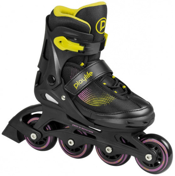 Playlife Inline skates Joker hardboot 82A zwart geel maat 37-40