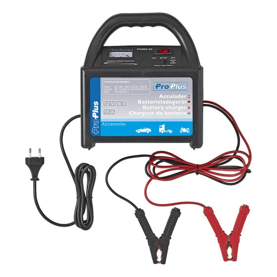Proplus Acculader 12 24 Volt 15 Ampère 30-300 Ah zwart