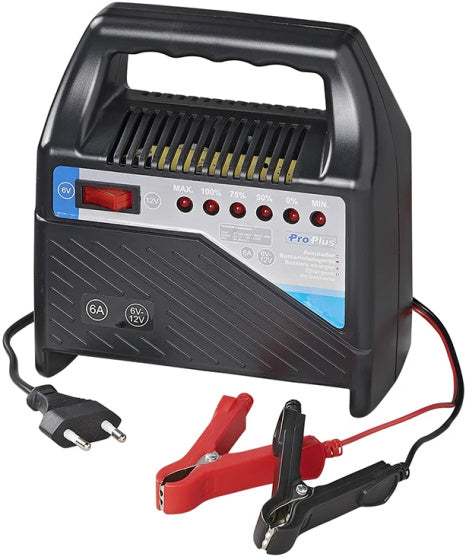 Proplus Acculader 6 12 Volt 6 Ampère 20+Ah zwart
