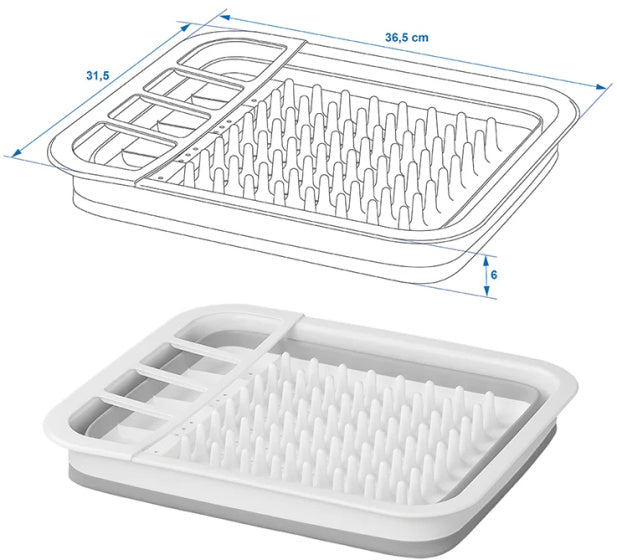 Proplus Afdruiprek opvouwbaar 31,5 x 36,5 x 13 cm grijs wit