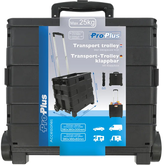 Proplus Bagagetrolley met inklapbare krat 40 liter 25 kg zwart