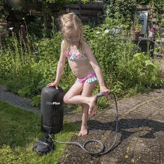 Proplus Campingdouche met voetpomp 11 liter zwart