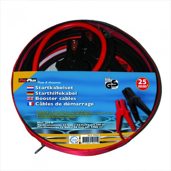 Proplus Startkabels 16 mm² 350A 3,5 meter 12 24 Volt rood zwart