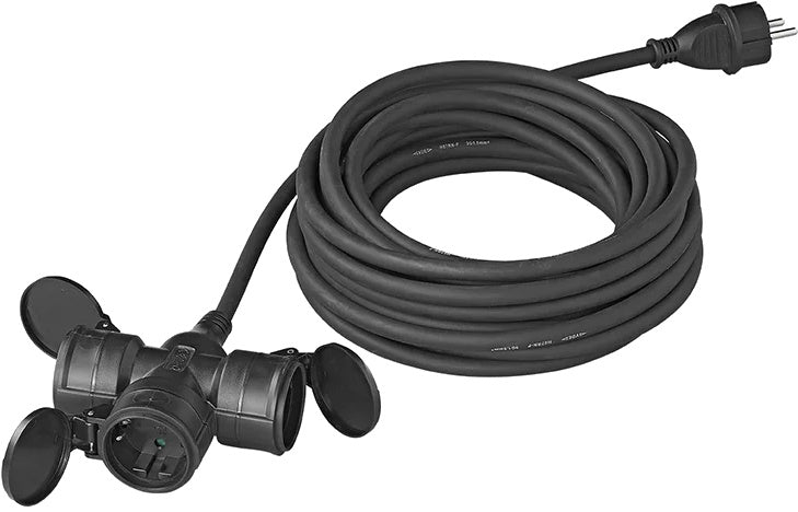 Proplus Verlengkabel Schuko 3-voudig 20 meter 3x1,5mm² zwart