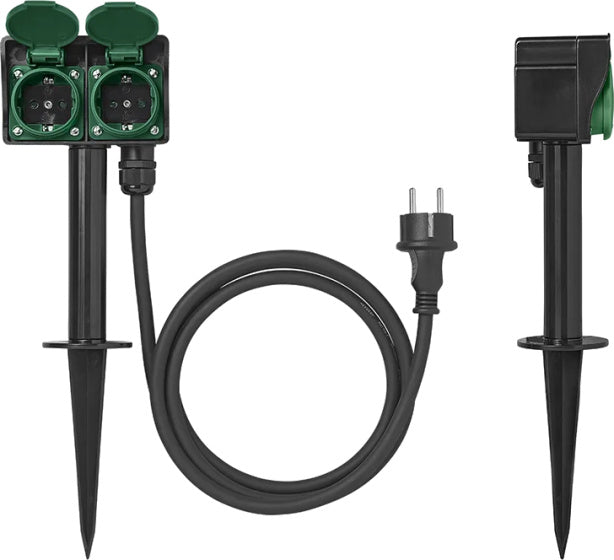 Proplus tuincontactdoos Schuko 2-voudig 2 meter 3x2,5mm² zwart
