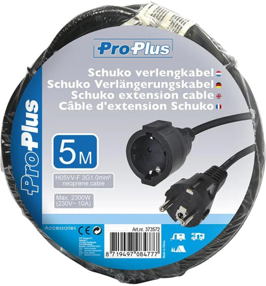 Proplus Verlengkabel Schuko 5 meter 3x1,0mm² zwart