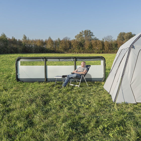 Proplus Windscherm opblaasbaar 480 x 140 cm lichtgrijs zwart