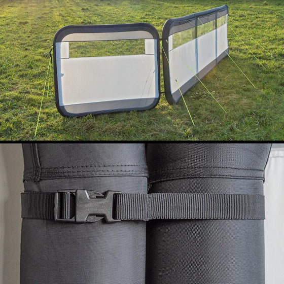 Proplus Windscherm opblaasbaar 480 x 140 cm lichtgrijs zwart
