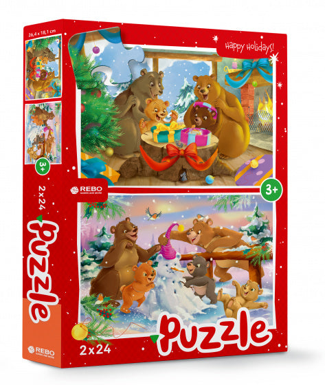 Rebo Productions Christmas Bears legpuzzel junior 24 24 stukjes