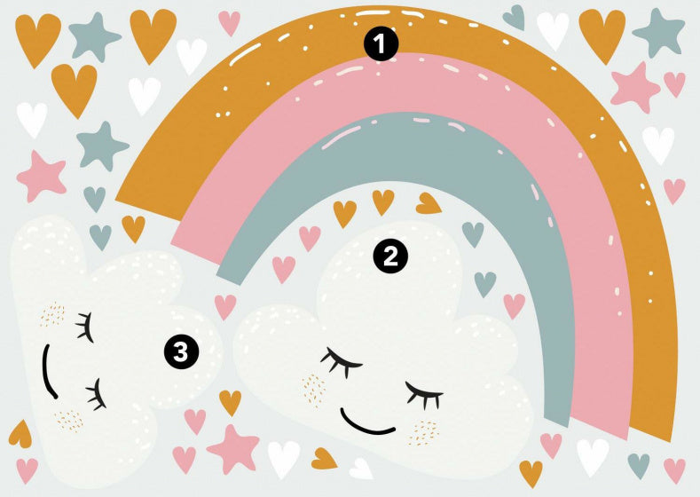 Roommates Muursticker Rainbow Hearts 112 cm vinyl 47-delig
