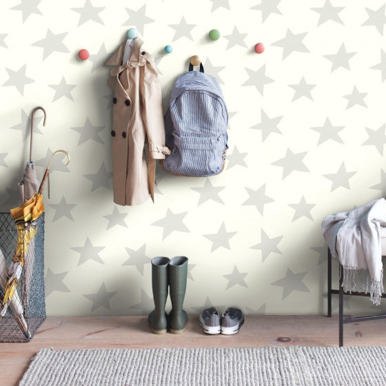 Roommates Zelfklevend behang Twinkle stars 52 x 500 cm wit goud