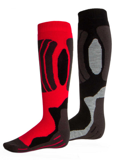 Rucanor Svindal skisokken 2-pack unisex zwart rood maat 43-46