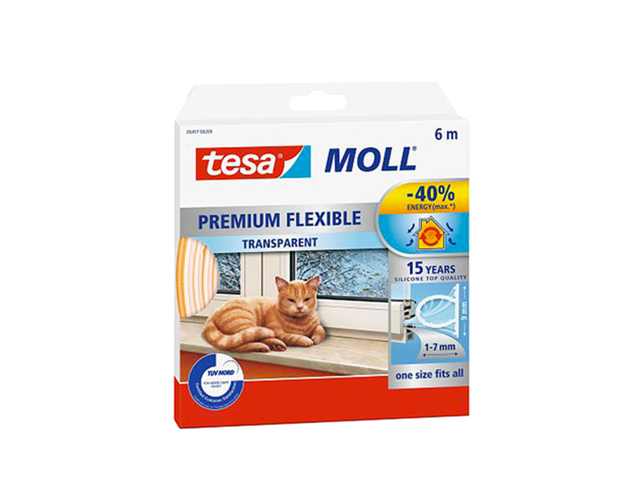 Tesa Tochtband O profiel 6m x 1-7mm transparant