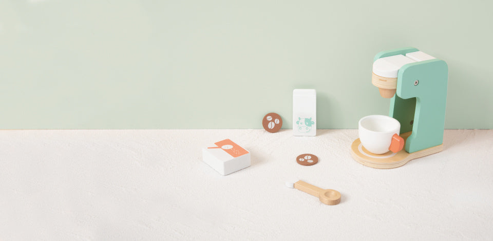 Tooky toy Houten Koffiezetapparaat met Accessoires 7-delig