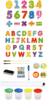 Tooky toy 2 in 1 Educatief Schoolbord magneet- krijtbord 56-delig