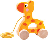 Tooky toy Giraffe Houten Trekfiguur 18 maanden Geel Oranje