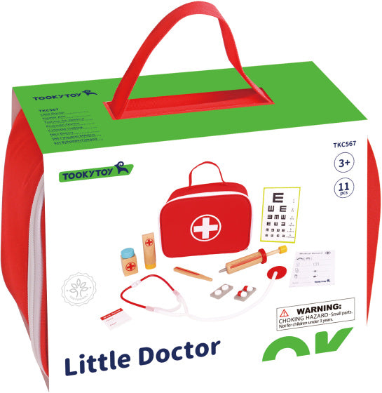 Tooky toy Little Doctor Houten Speelset Rood 11-delig